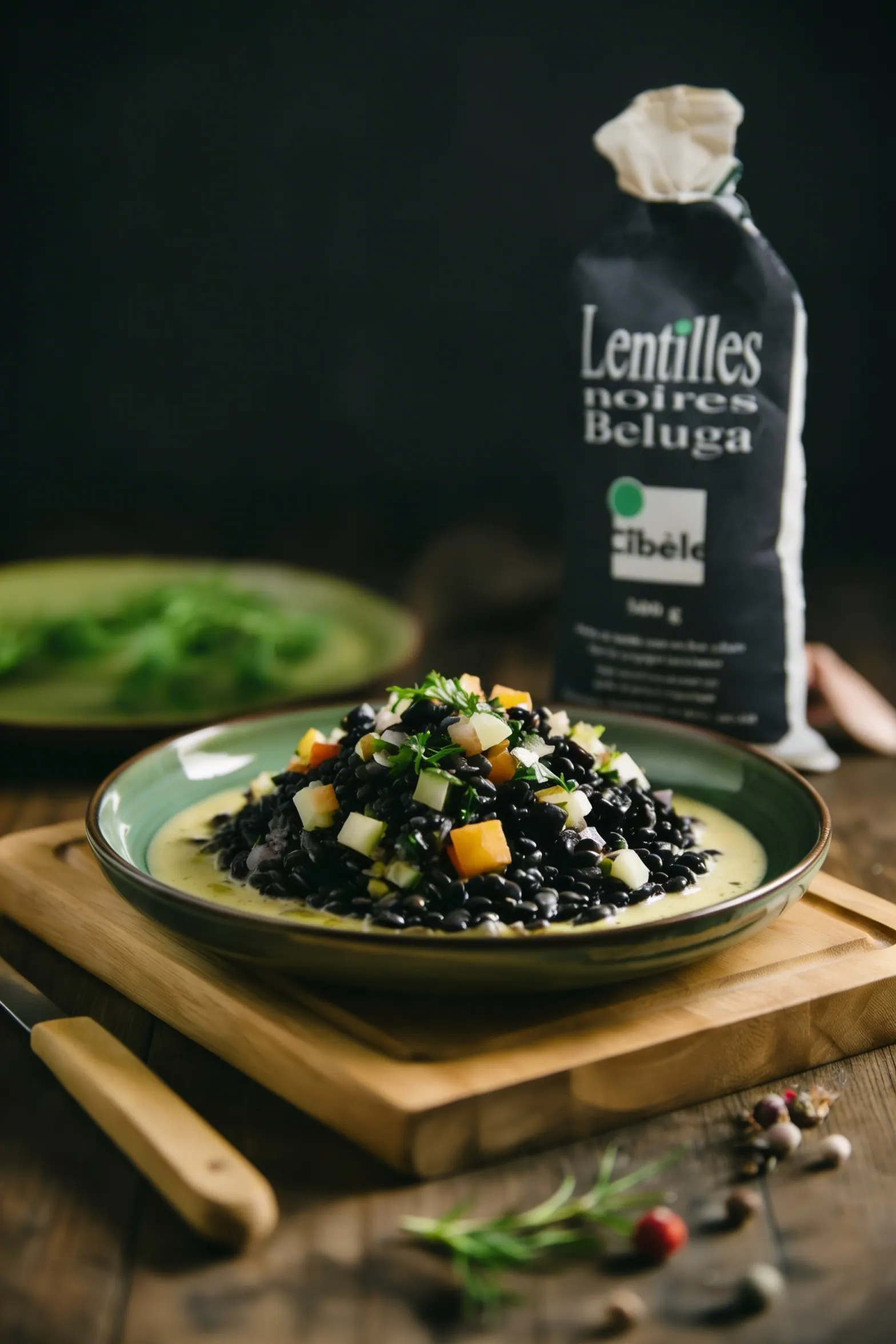 Salade de lentilles noires Beluga et sachet de lentilles P'tit Raoul